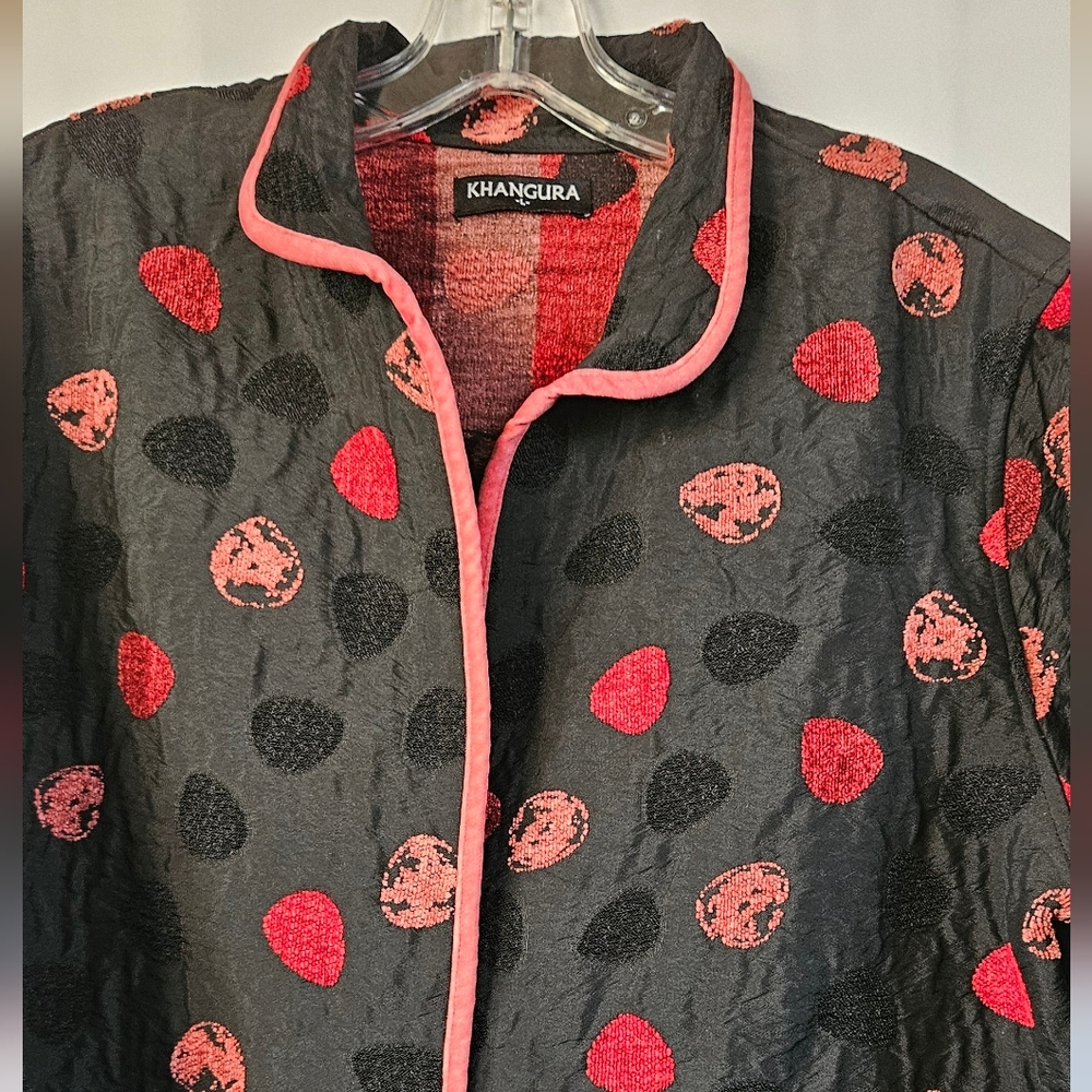 Khangura red and black button jacket size large - Picture 4 of 11